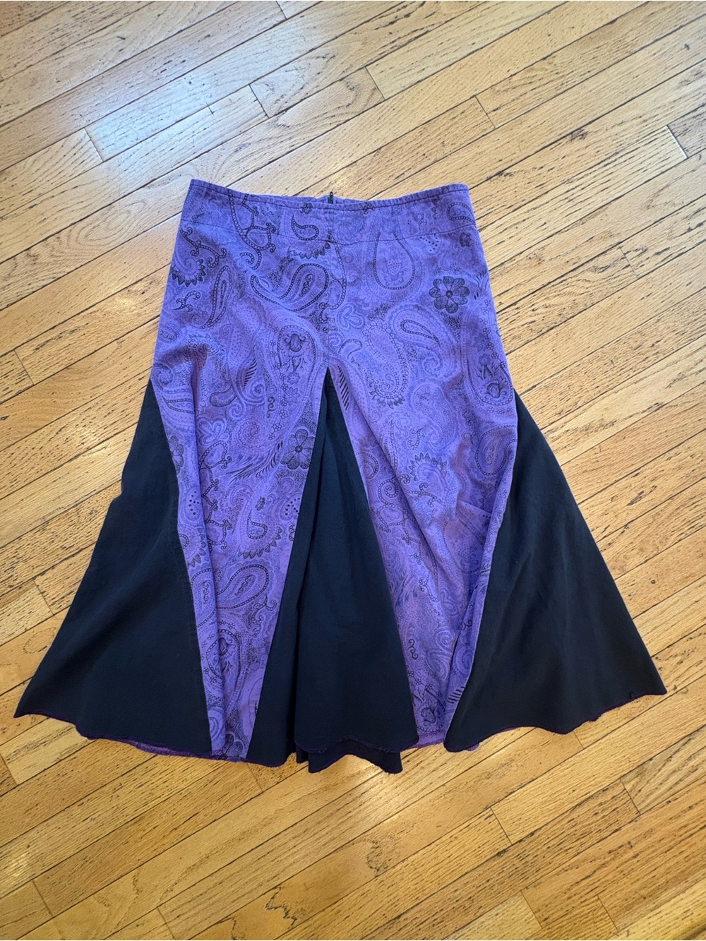 Bohemian Jayli Purple Paisley & Black Panel Flared Skirt